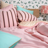 Bomuldssatin sengesæt - Light pink & cream